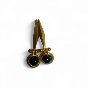 Gold and blue Drop Earrings